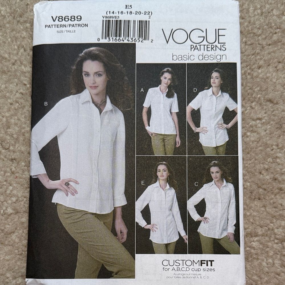 Vogue plus size women's blouse sewing pattern